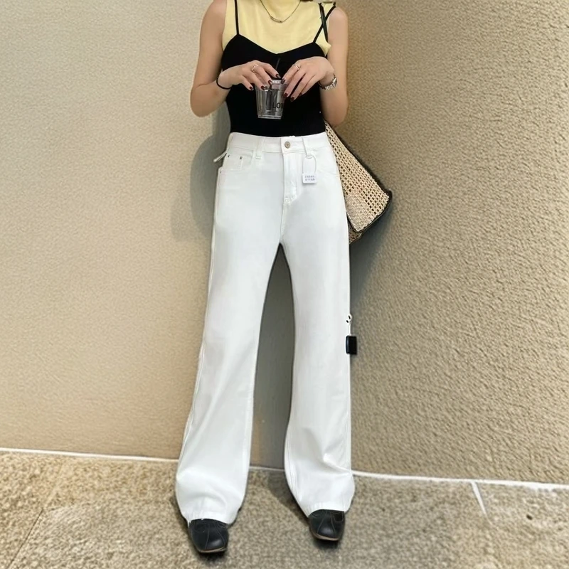 2025新款白色喇叭裤长款超级百搭款裤子微喇长裤宽松牛仔裤薄款