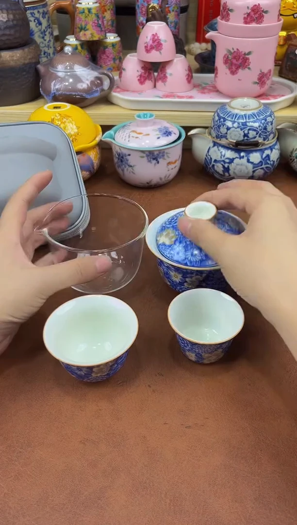陶瓷茶具摆件旅行套组