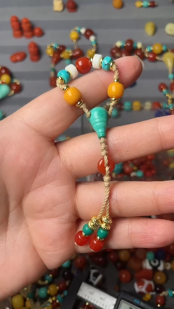 裸石蜜蜡未镶嵌4-7绿三通 蜜蜡腰珠