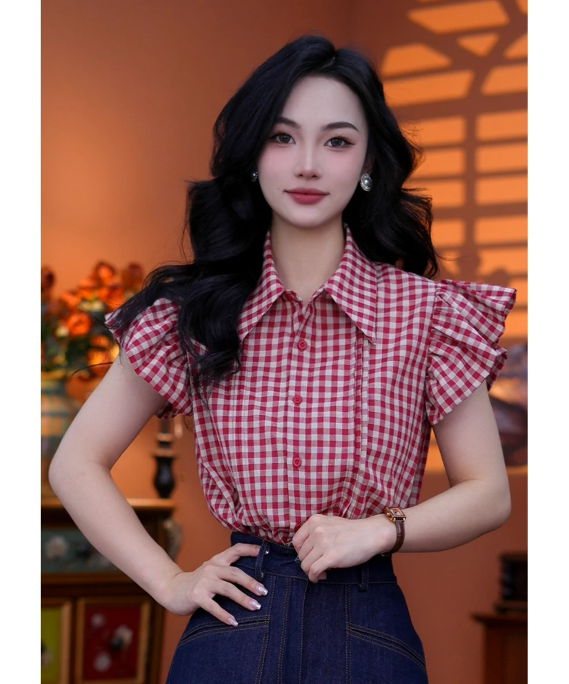 西西【樱桃慕斯】港味复古时尚气质短袖上衣02241