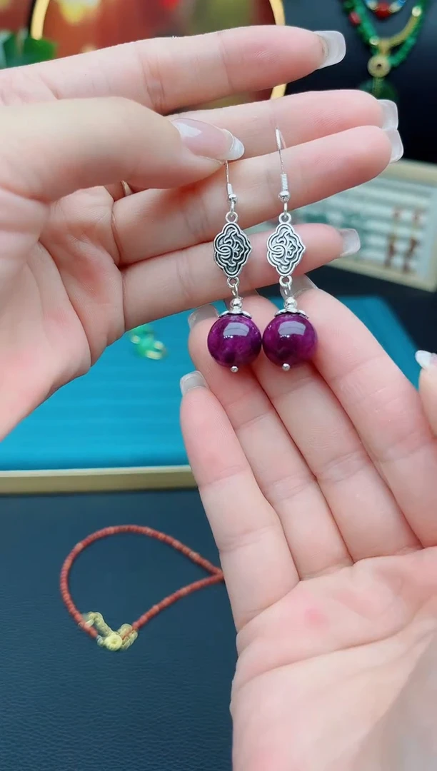 玛瑙/玉髓耳饰银S925镶嵌202000