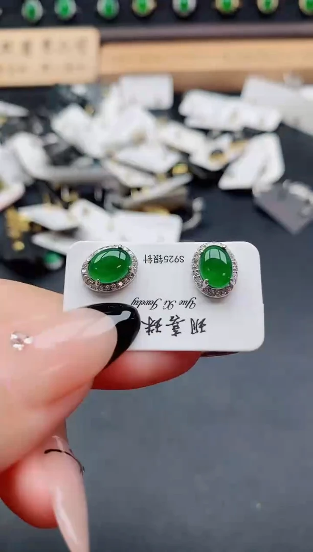 银S925镶嵌戒指翡翠1