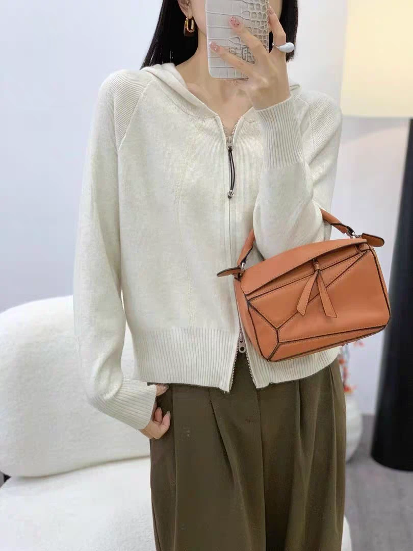 6609插肩袖短款小个子连帽针织开衫拉链毛衣外套女百搭春季