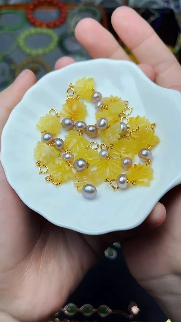 蜜蜡颈饰银S925镶嵌宝相花多样性拍一发一 06
