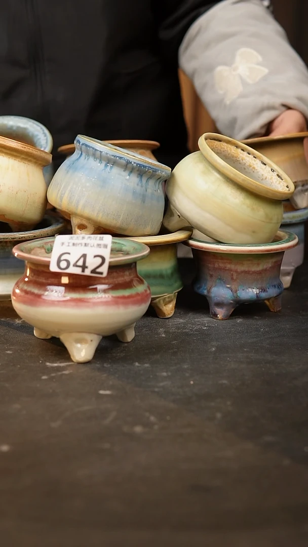 【闪购商品】瓷片642泥泥手工花盆口高