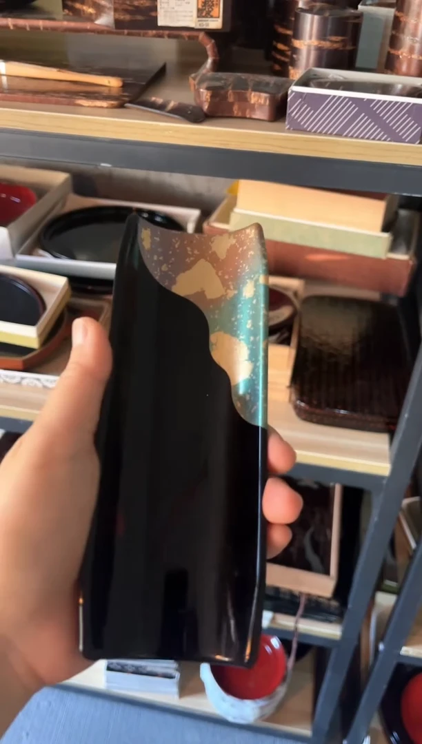 大漆金箔茶则 17*6cm