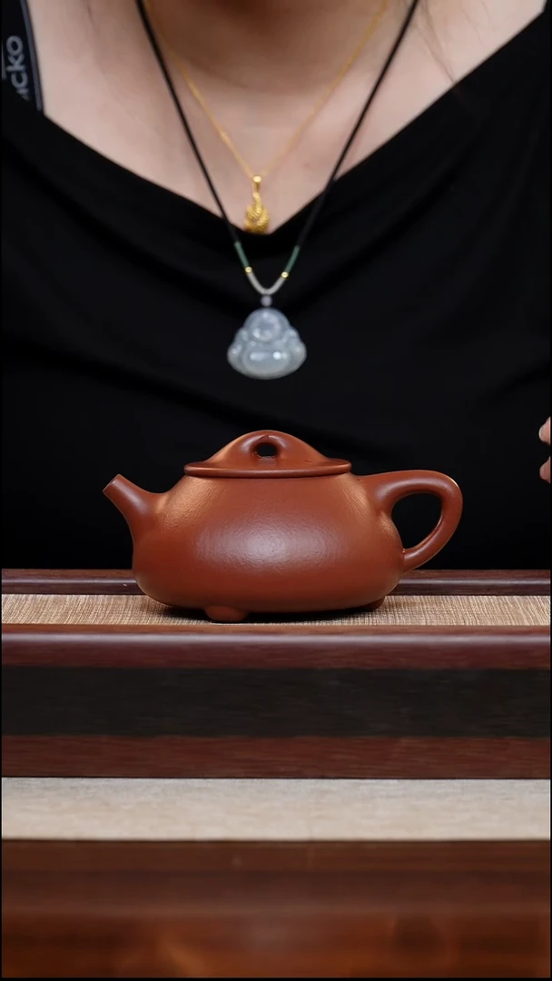 朱泥全手工景舟石瓢240cc宜兴手工紫砂壶