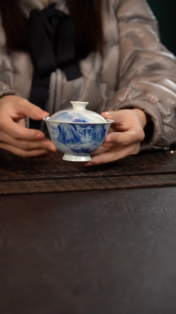 【闪购商品】杯HLX陶瓷书法元宝盖碗