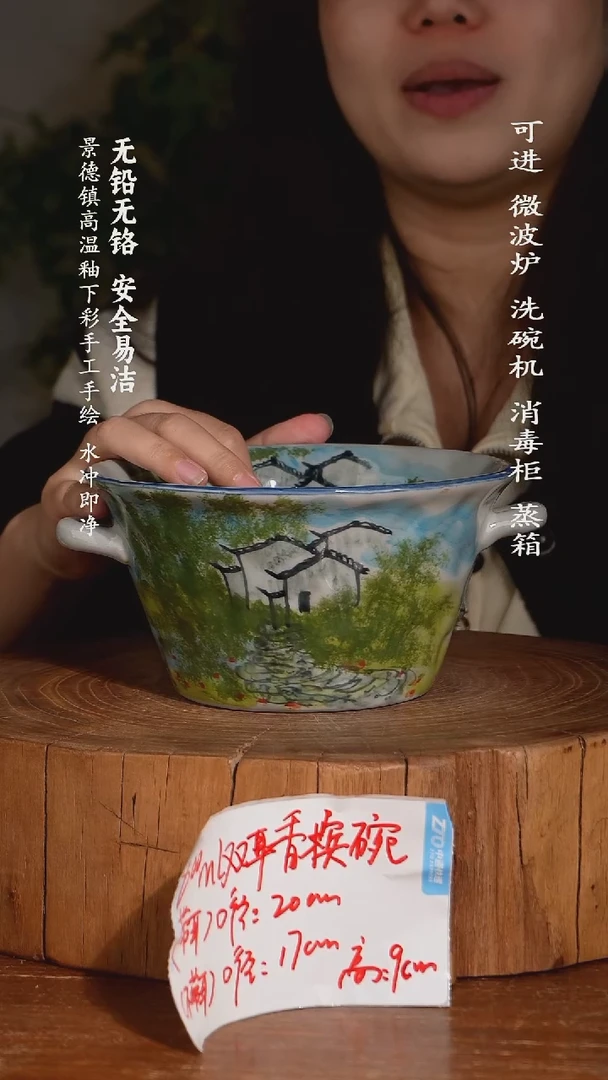 碗陶瓷景德镇高温瓷釉下彩手绘陶瓷