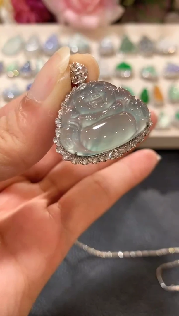 吊坠(不含链)18K金镶嵌翡翠n104