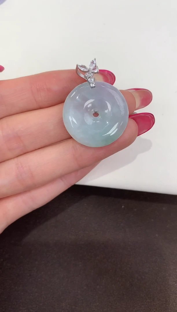 颈饰银S925镶嵌翡翠缅甸a货翡翠