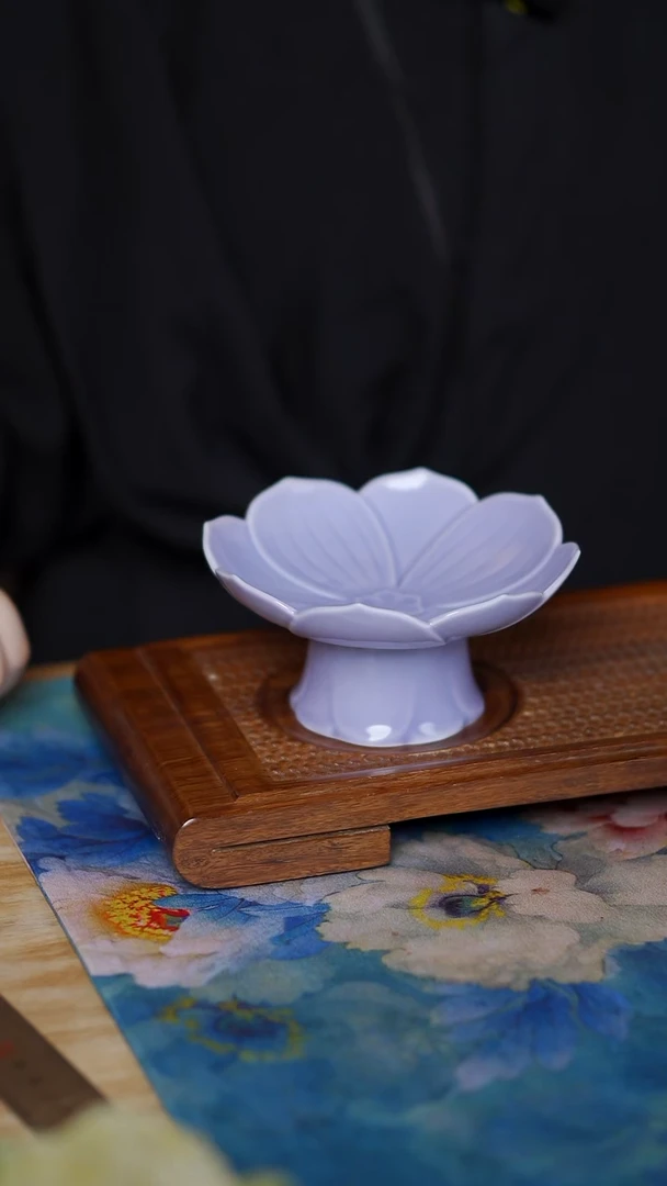 莲花 高足果盘 紫