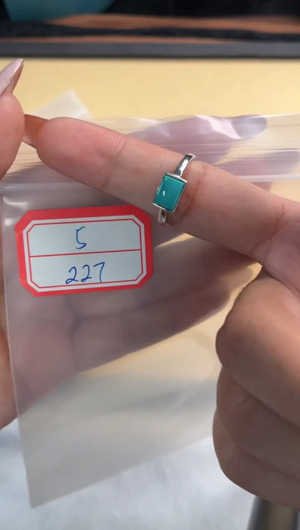 银S925镶嵌绿松石戒指噶玛珠宝 s925银