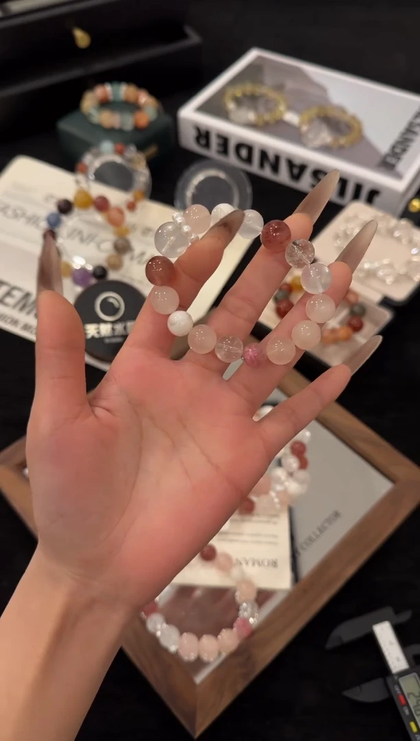 未镶嵌手链水晶粉水晶多宝x3157