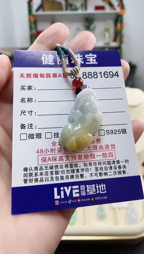 颈饰未镶嵌翡翠天然缅甸翡翠 貔貅(一物一证)