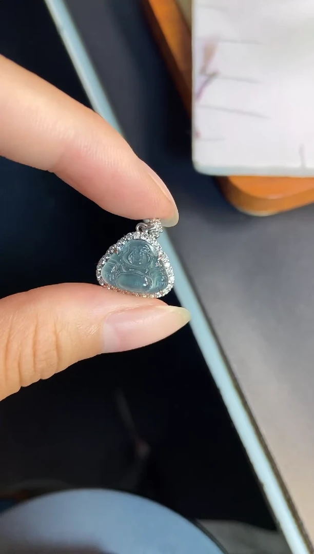 吊坠(不含链)银S925镶嵌翡翠天然A货翡翠