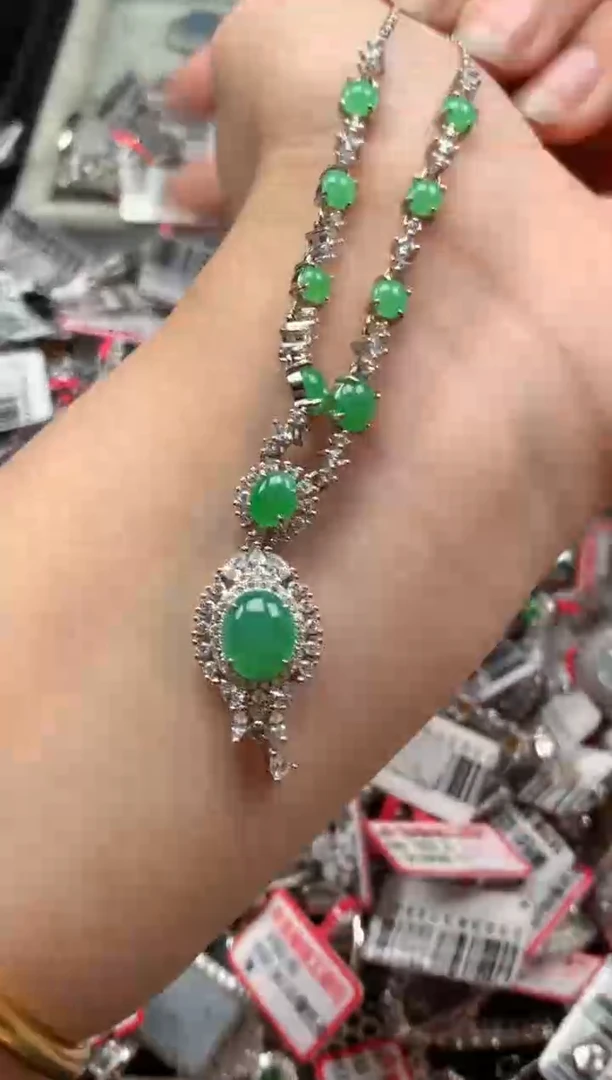 银S925镶嵌戒指翡翠天然A货缅甸翡翠