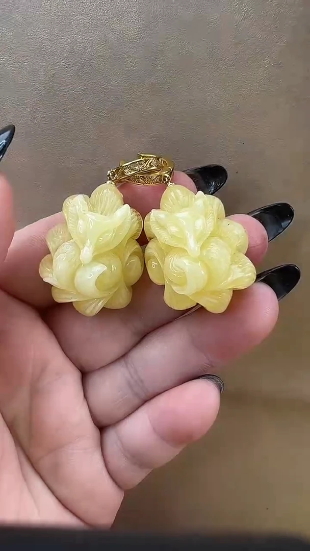 琥珀颈饰未镶嵌耳环
