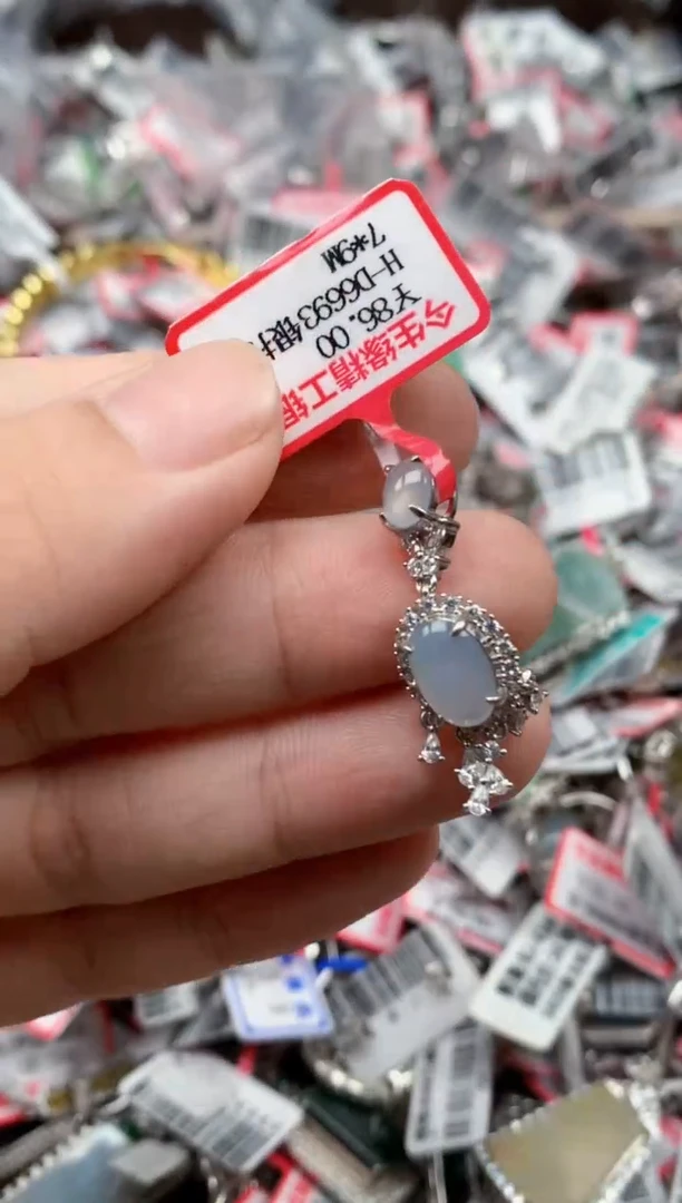 银S925镶嵌戒指翡翠天然A货缅甸翡翠