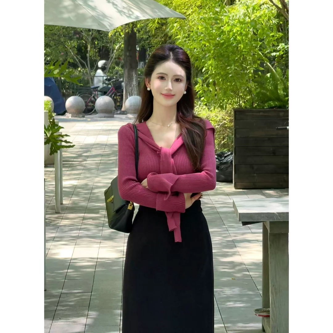 LiLi李李家【素颜韩妹】树莓粉针织衫+半裙套装XMZH9772 XMZH9768