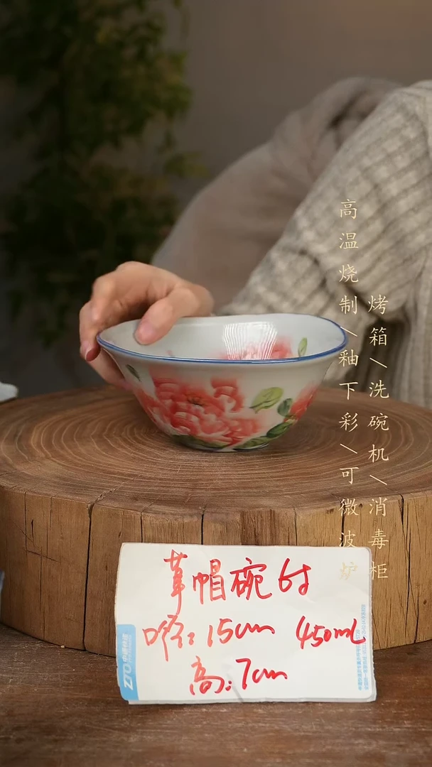 碗瓷景德镇手工手绘高温瓷釉下彩