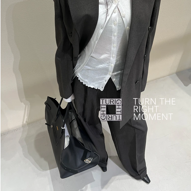 TURIGHT买手店 25SS现货ETHOR设计师品牌 捏褶缝卷边西装长裤