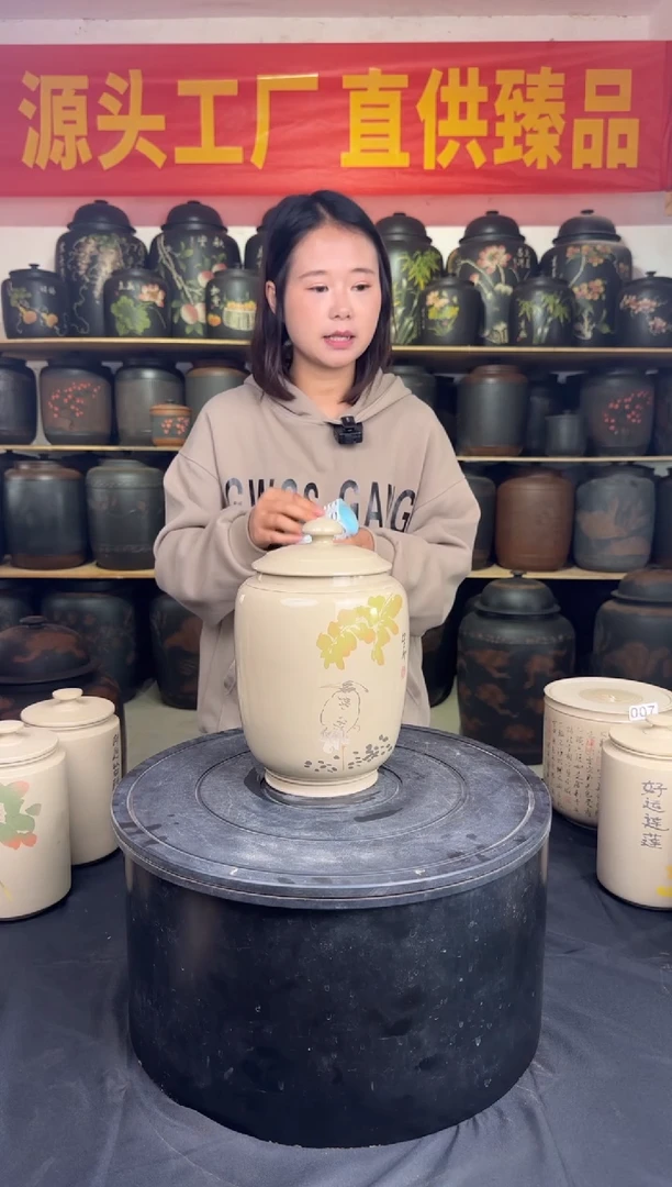 罐建水紫陶白泥彩填亮光008