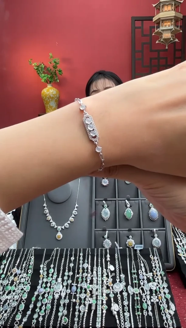 银S925镶嵌手链翡翠576204