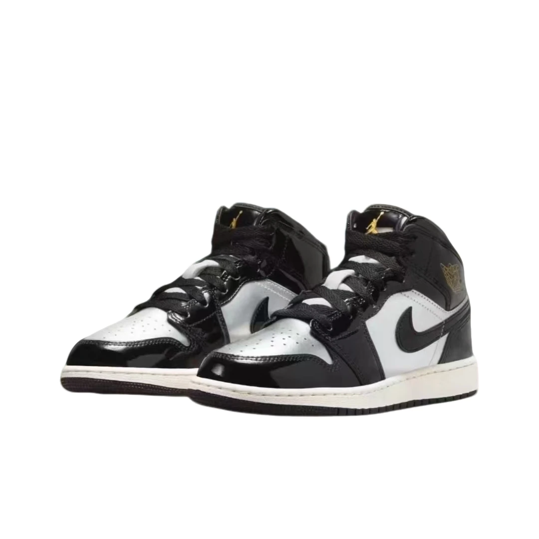 NIKE/耐克官方正品AJ1新款GS女款黑银中帮运动休闲鞋FZ3938-001