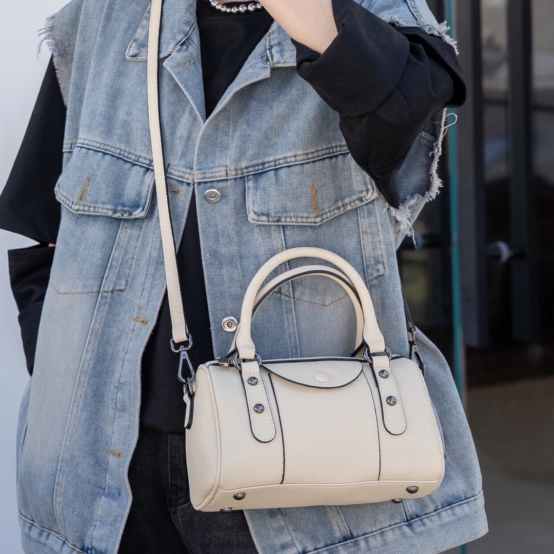 【吴姐定制】55-98牛皮简约时尚百搭款多隔层韩系单肩手提包