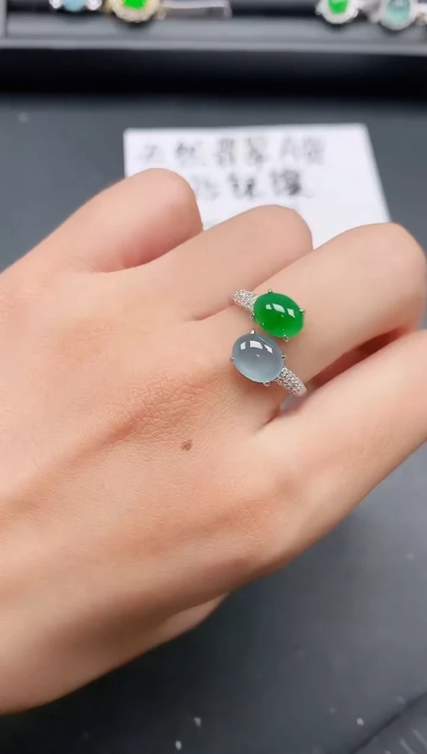 银S925镶嵌戒指翡翠111