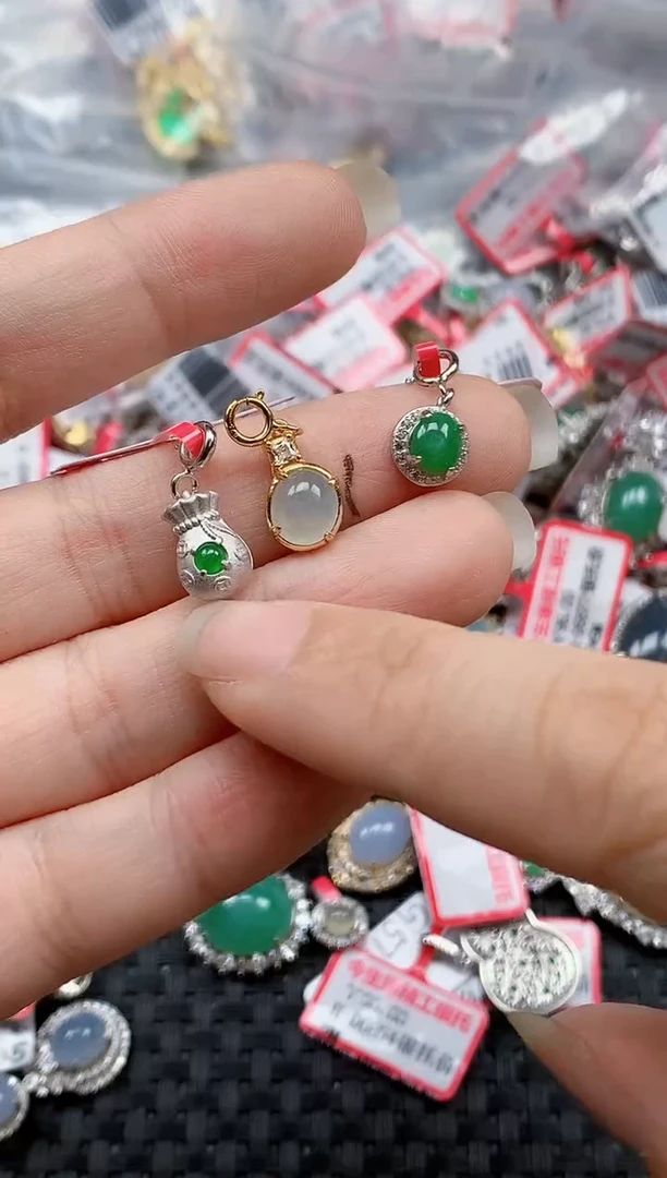 银S925镶嵌戒指翡翠天然A货缅甸翡翠