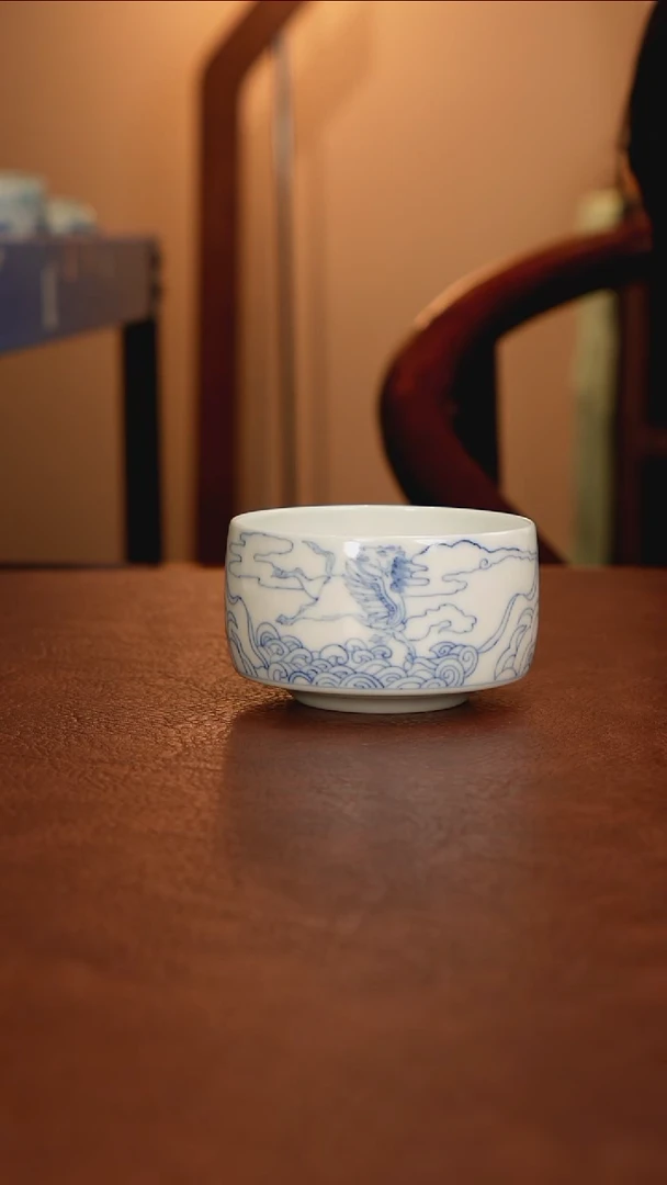 景德镇瓷器，青花瓷手绘茶具~飞马