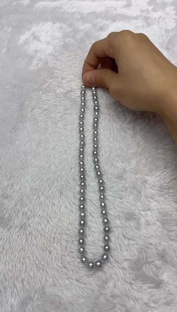 海水珍珠银S925镶嵌项链AK真多麻6.5-7mm