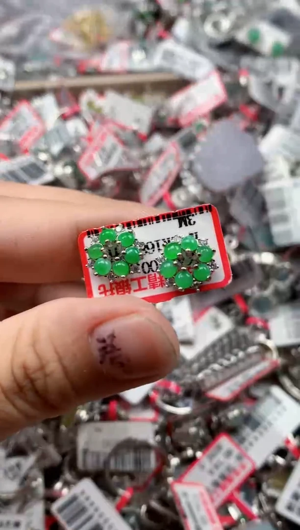银S925镶嵌戒指翡翠天然A货缅甸翡翠