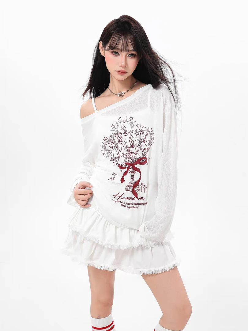 欧美式长袖防晒爆款白色罩衫t恤女百搭春夏新款时尚上衣ins国潮牌