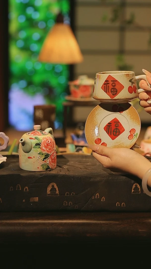 陶瓷景德镇高温手绘釉下彩设计师款式