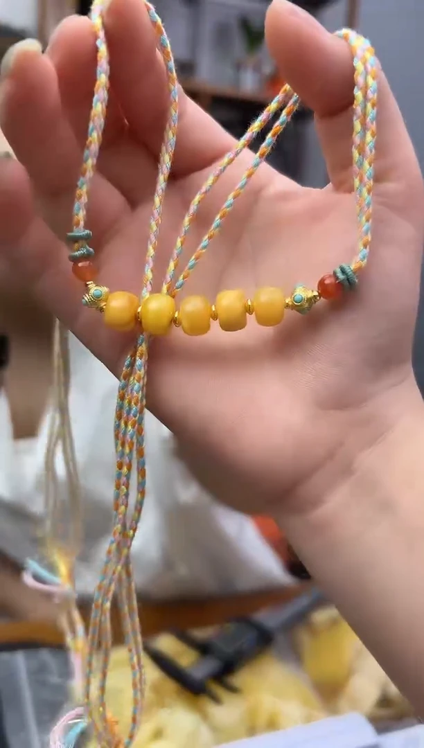 未镶嵌蜜蜡裸石蜜蜡锁骨链