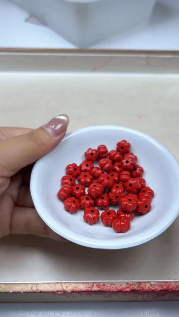 玛瑙/玉髓散珠未镶嵌D697 红 砂 南瓜珠10颗8元