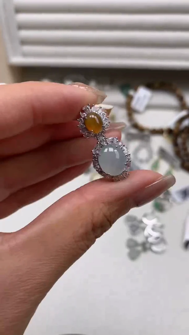 银S925镶嵌戒指翡翠吊坠10