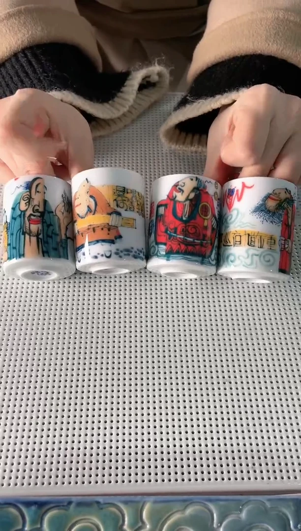 【闪购商品】昨明   财神4个扳指杯（微瑕福利价）