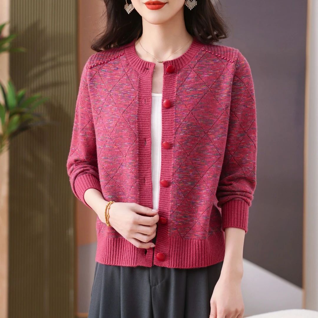 彩纱开衫外套女2025春秋设计感爆款针织衫新款长袖薄显瘦洋气小衫