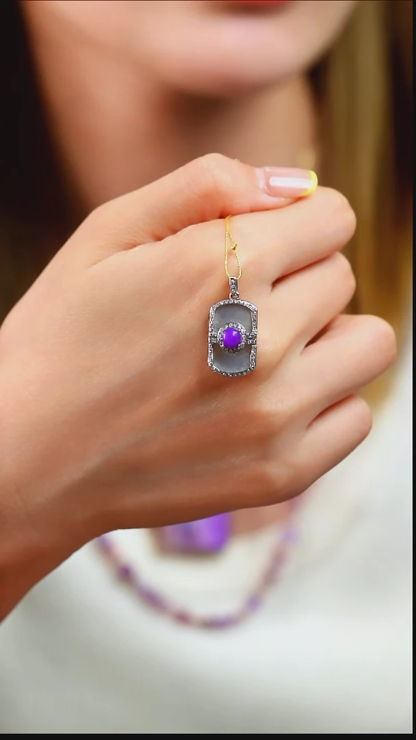 18K金镶嵌苏纪石（舒俱来）吊坠(不含链)1