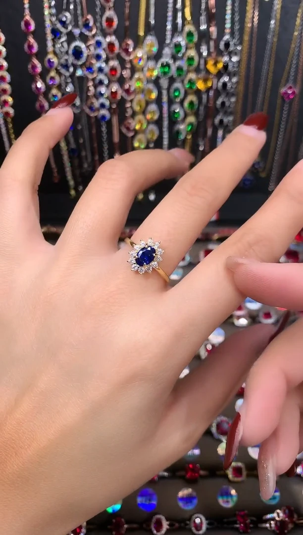 【闪购商品】蓝宝石戒指银S925镶嵌5.7