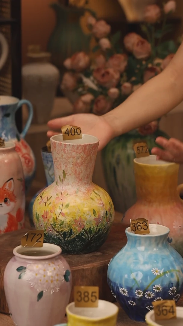 陶瓷400景德镇设计师手作花器摆件侘寂风