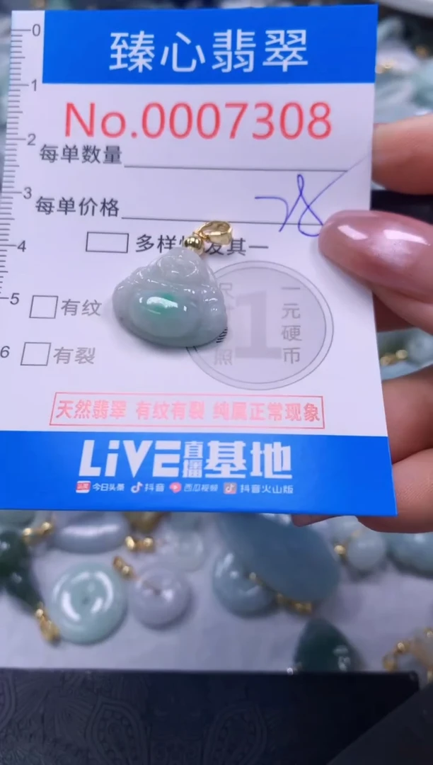 翡翠未镶嵌颈饰含绳0007308