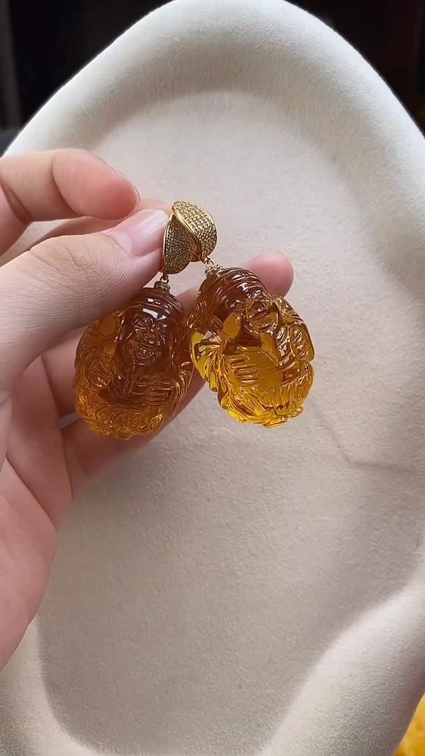 琥珀颈饰未镶嵌耳环