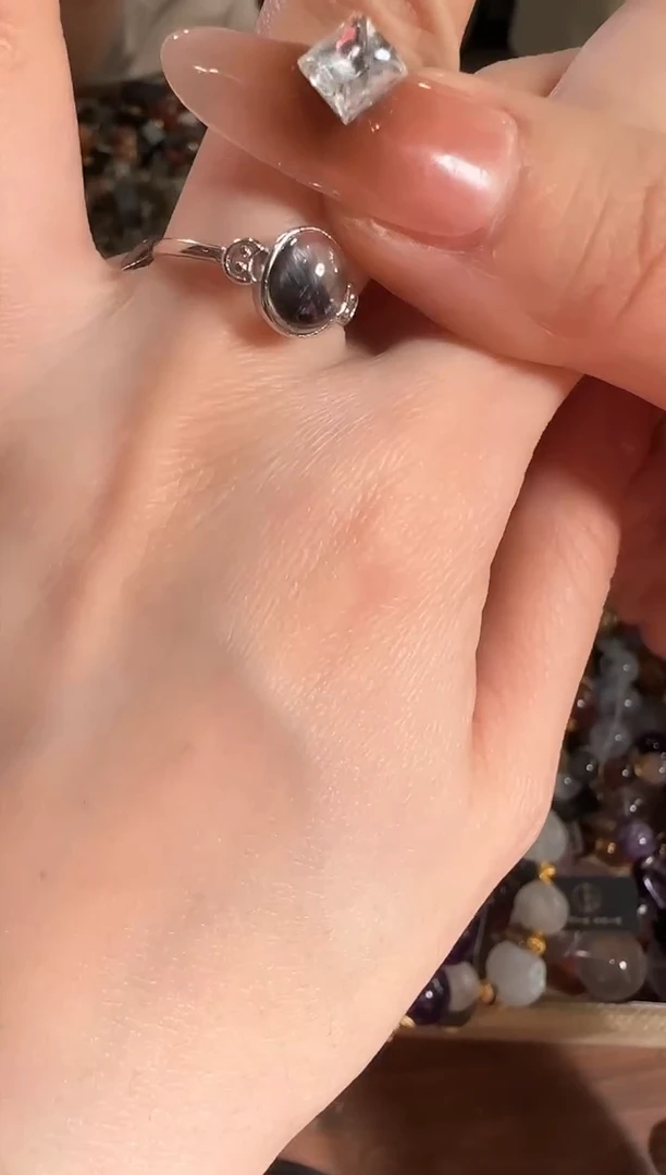 【闪购商品】水晶戒指未镶嵌E264Z 黑银钛戒指