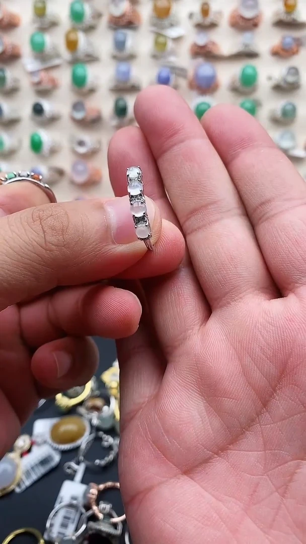 银S925镶嵌戒指翡翠天然翡翠支持复检11   7-