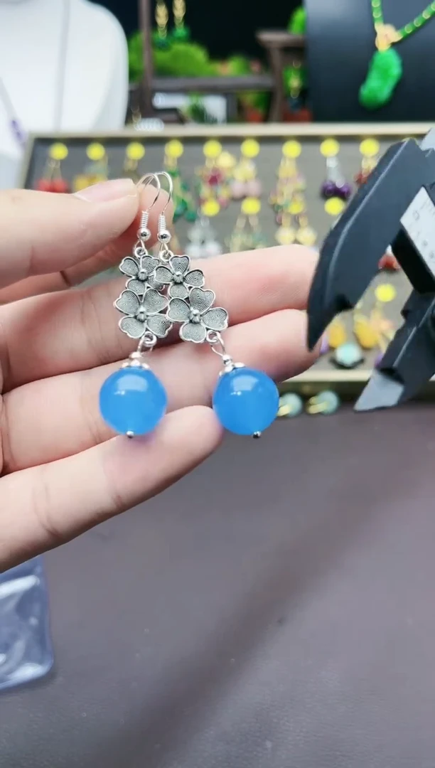 【闪购商品】玛瑙/玉髓耳钉银S925镶嵌712000